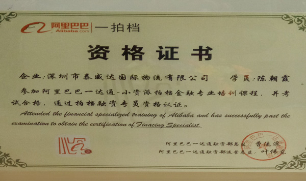 Alibaba One Partner-Qualification Certificate
